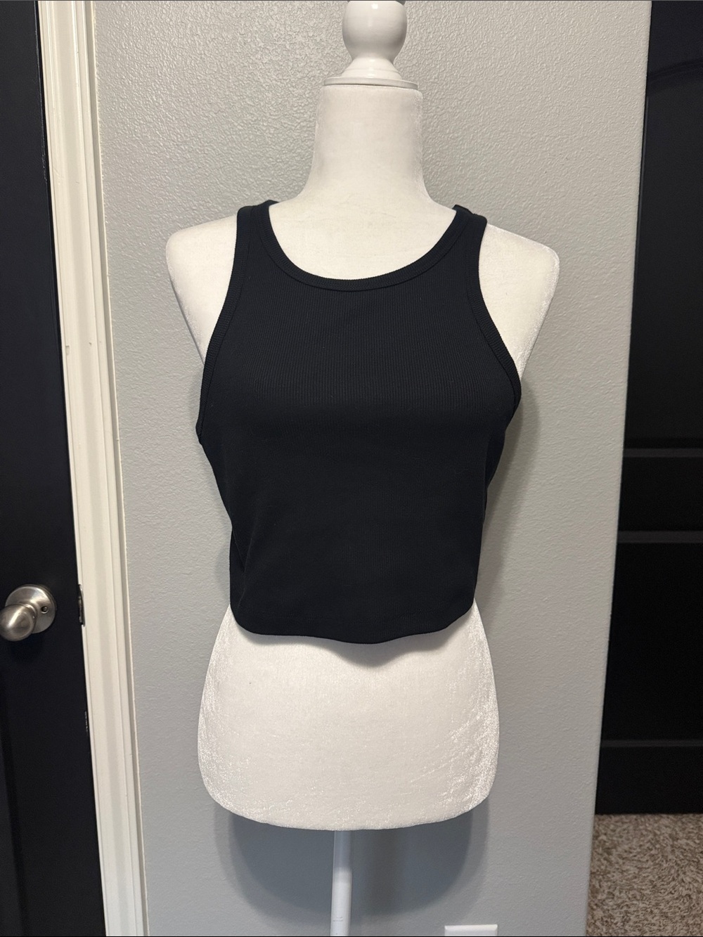 Wild Fable Black Ribbed Crop